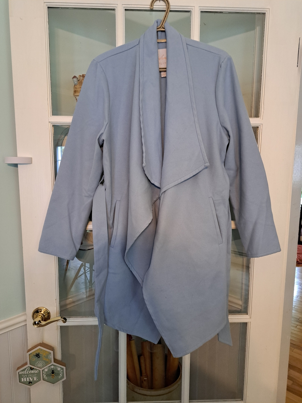 ❤️3/$25❤️Light Blue Women's Draped Open Front Coat